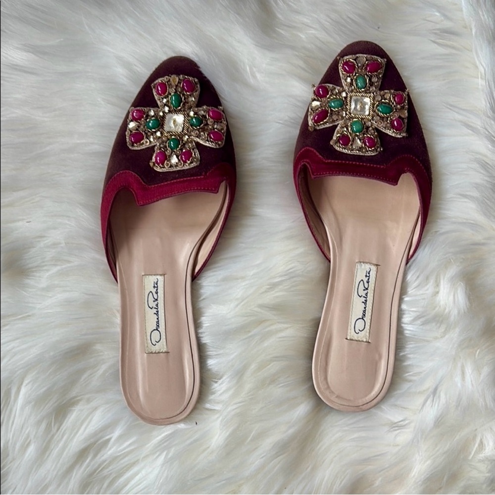 Oscar de la Renta Embroidery Maltese Cross Women's Flats Shoes EU 36